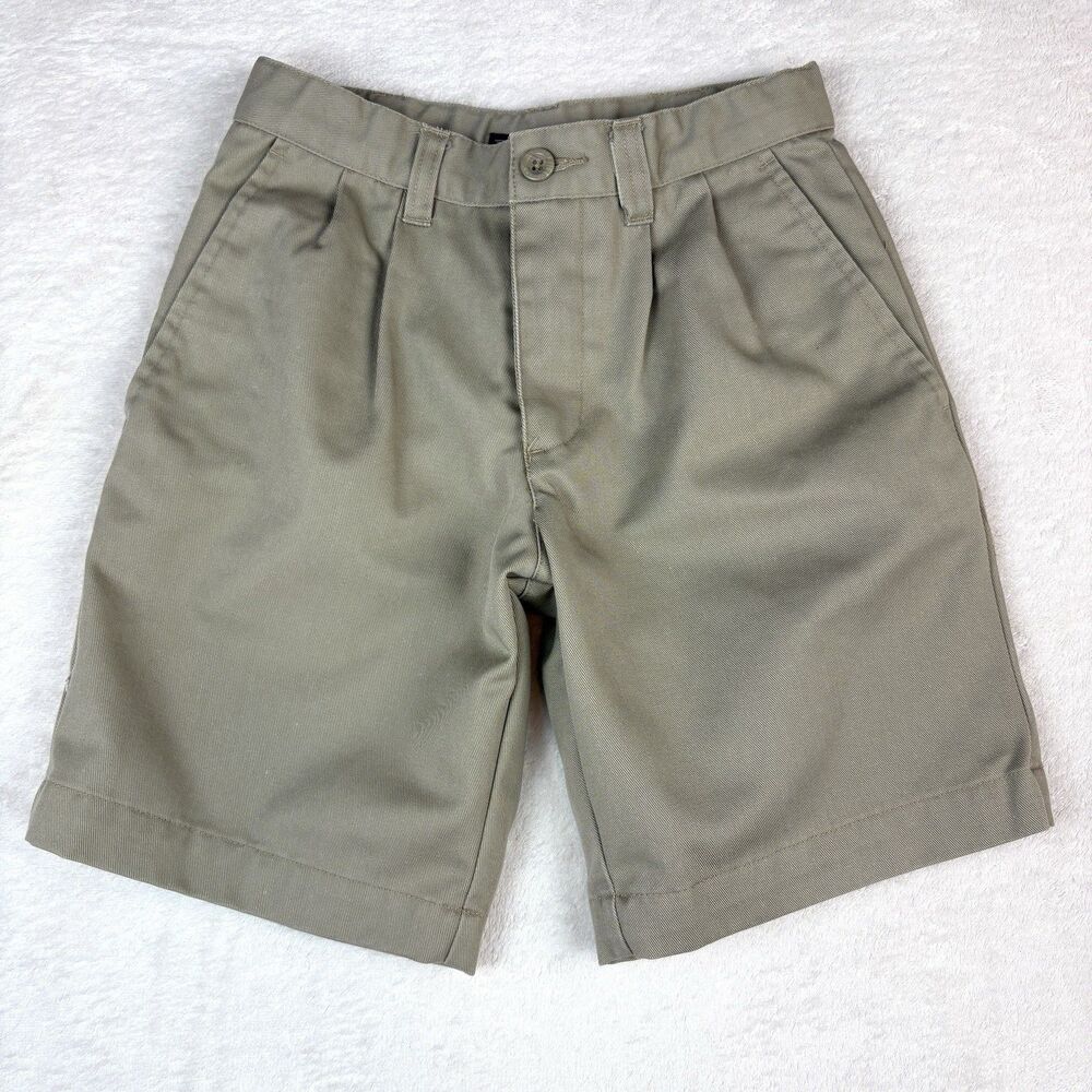 Dockers Chino Shorts Boys Sz 5 Khaki Pleated Classic Uniform Dress Shorts Preppy